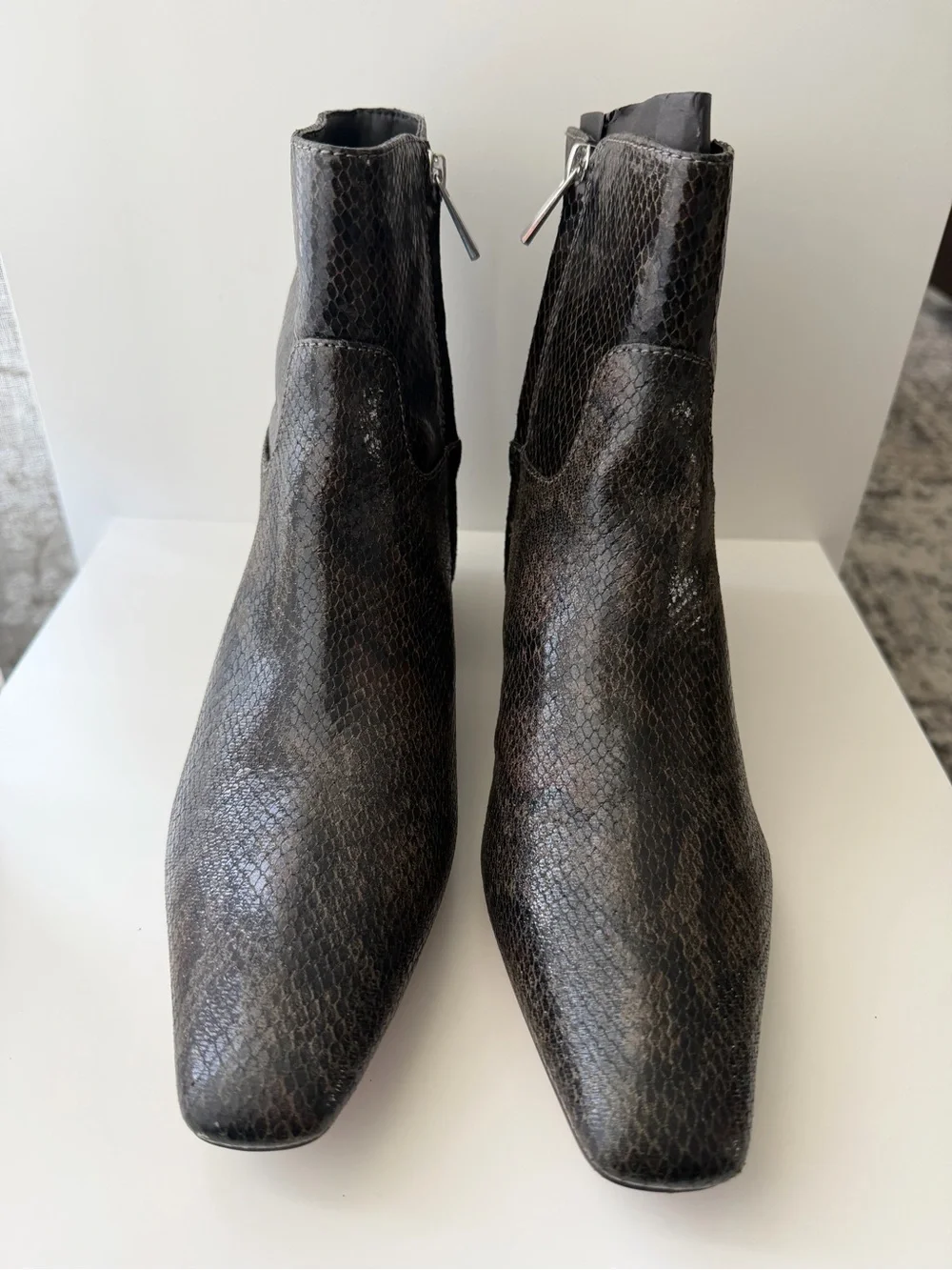 FREE PEOPLE Easy Does It Vegan Snake Print Snip Toe Ankle Boots-Size 7, 7.5 & 8